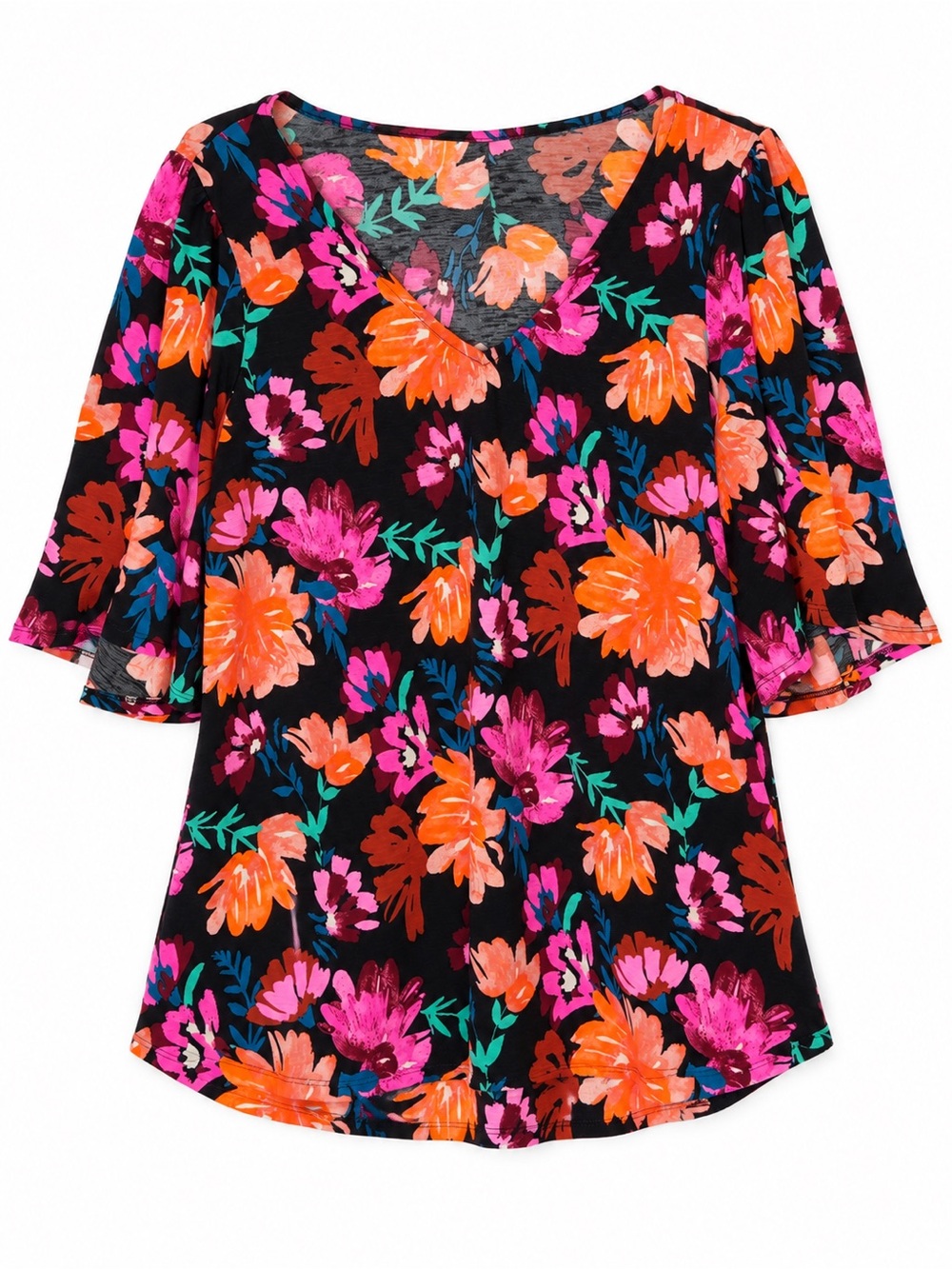 Dear Scarlett women’s floral V-neck bell sleeve fall top size small
